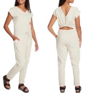 Patagonia Organic Cotton Roaming Jumpsuit V-Neck Oatmeal/Cream/Off-White
